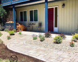 OK Valley curved stone walkway to basement door